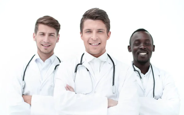 Therapist is standing in front of his colleagues Stock Picture