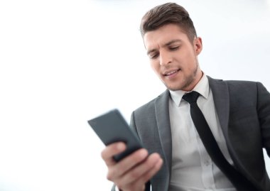 Telefon mesajý okuma ile ciddi iş adamı