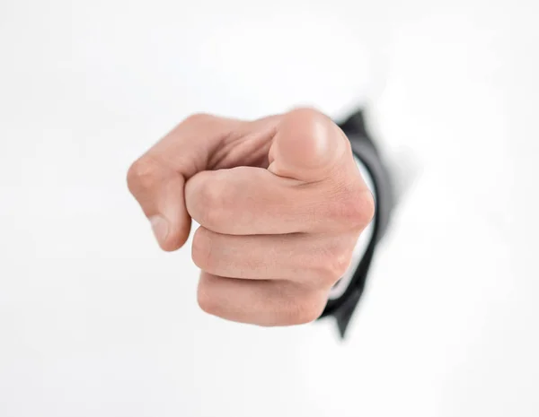 Business background.a mans hand pointing at you — Stock Photo, Image