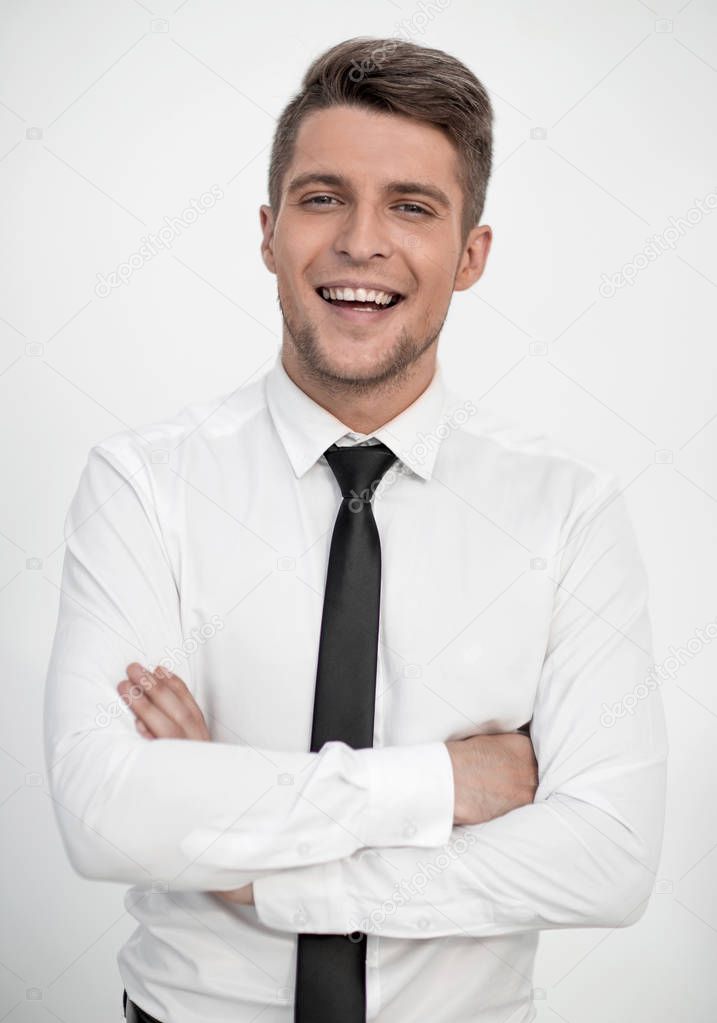 Young man smiling to camera , vertical