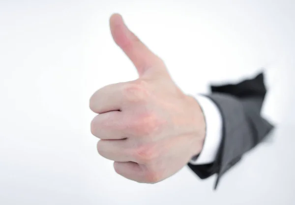 Close up.businessman mostrando polegar para cima — Fotografia de Stock