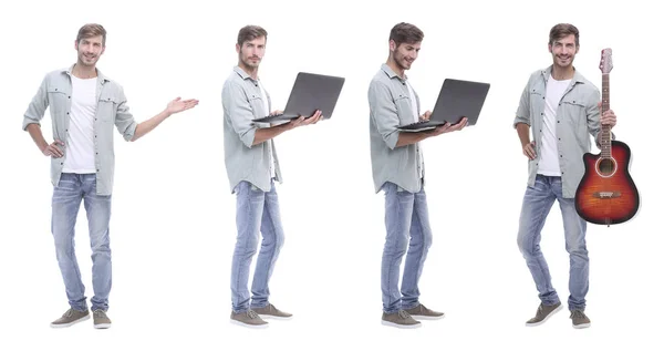 Collage médecin et jeune homme isolé sur blanc — Photo