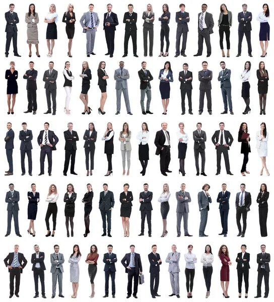 Collage of young business people standing in a row. — Stock Photo, Image