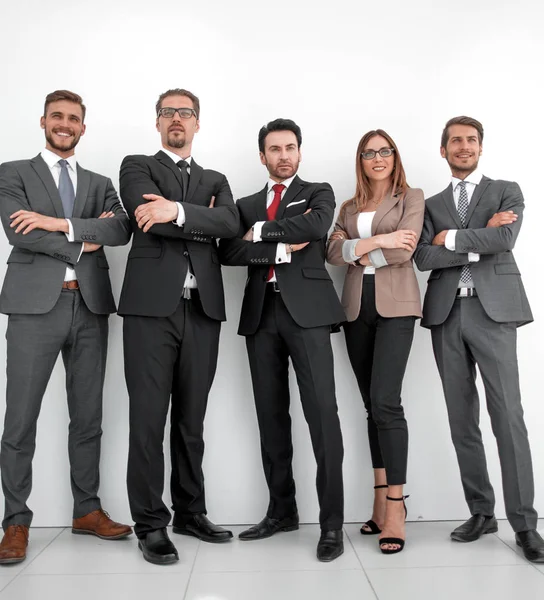 Retrato de pessoas de negócios em pé sobre um fundo branco — Fotografia de Stock