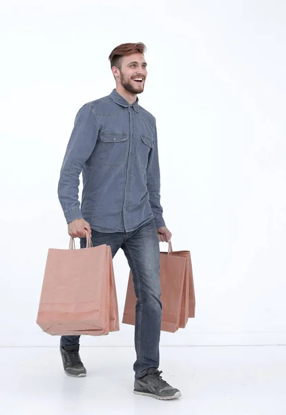 Obrázek pohledný muž s nákupní tašky — Stock fotografie