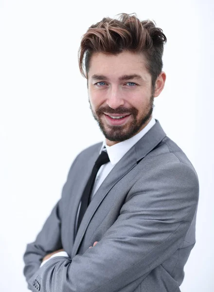 Retrato de un hombre guapo sonriendo, aislado en blanco — Foto de Stock