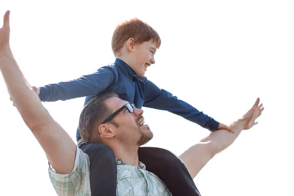 Jonge vader en zoon elkaar plezier — Stockfoto