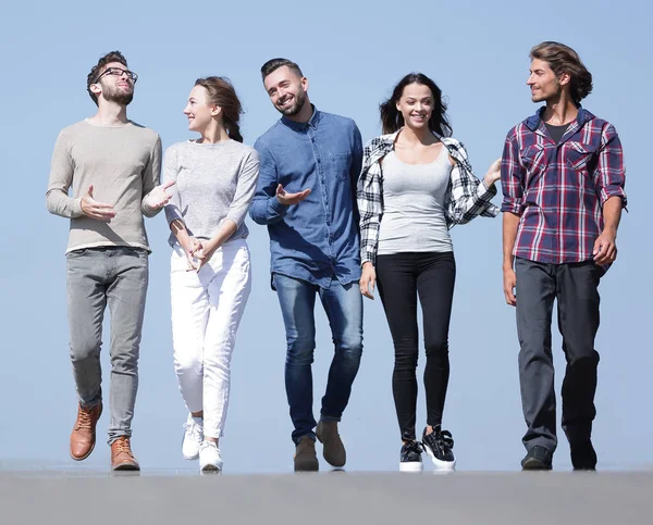 Equipo de amigos, paseos por el camino — Foto de Stock