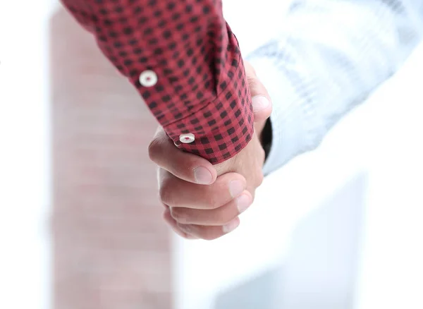 Closeup.handshake Manager y el cliente — Foto de Stock