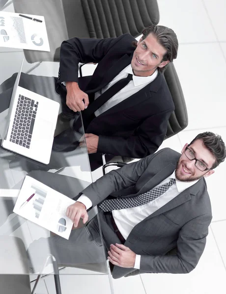 View from the top.financial partners working — Stock Photo, Image