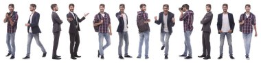 Gelecek vaat eden genç bir adamın panoramik kolajı