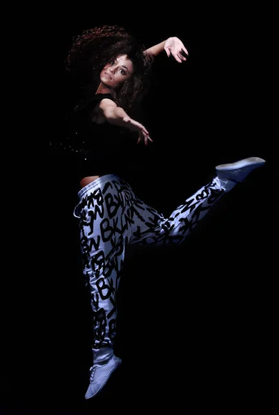 Teenage girl dancing hip-hop at studio. — Stock Photo, Image