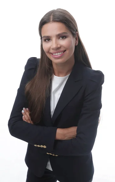 Close-up de uma mulher de negócios sorridente de pé — Fotografia de Stock