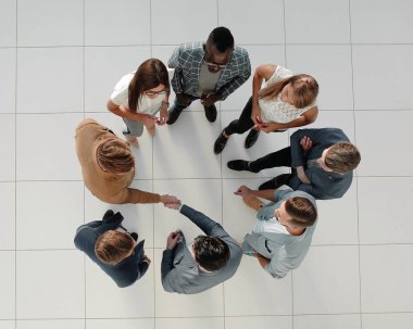 üstten görünüm. karşılıklı iş adamları