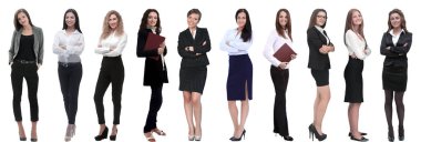 Bir grup başarılı genç iş kadınının panoramik kolajı.