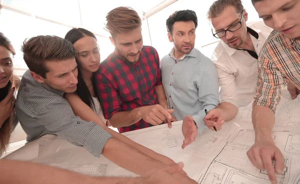 Creative group of young architects, showing you — Stock Photo, Image