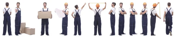 Beyaz tenli erkek işçi panoramik kolajı — Stok fotoğraf