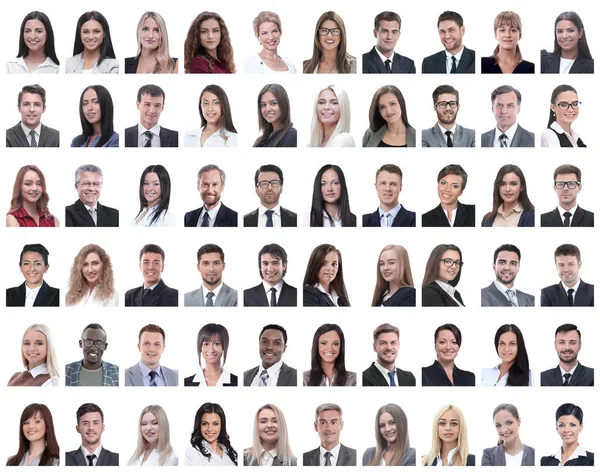 Bir beyazın üzerinde izole edilmiş başarılı çalışanların portreleri