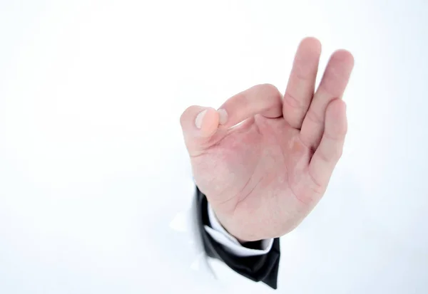 Close up .businessman showing OK gesture — стоковое фото