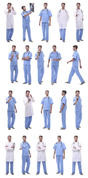 Collage de una variedad de médicos de pie en una fila —  Fotos de Stock