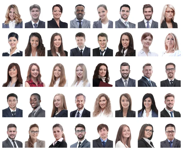 Collage de retratos de empleados exitosos aislados en blanco — Foto de Stock