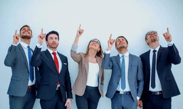 Gruppe von Geschäftsleuten zeigt die Finger nach oben. — Stockfoto