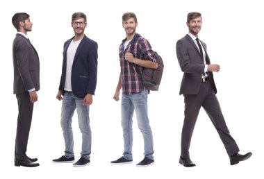 fotoğraf kolajı başarılı modern genç adam... beyaz üzerinde izole.