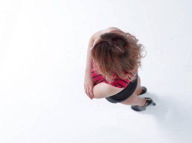 ince kadın stüdyo çekim, izole beyaz arka plan üzerinde