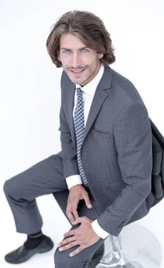 İzole iş adamı mutlu görünümlü kamera