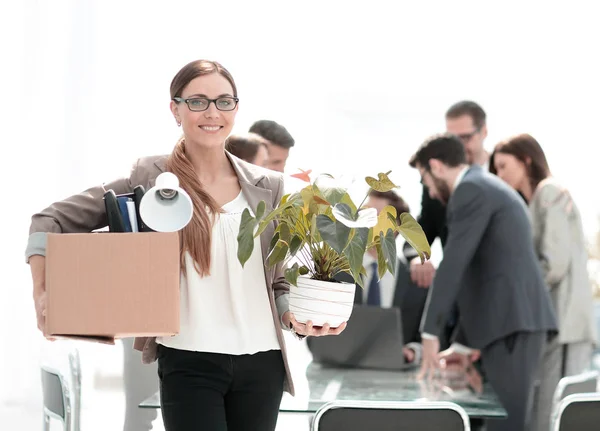 New employee of the company on the background of the office — Stock Photo, Image