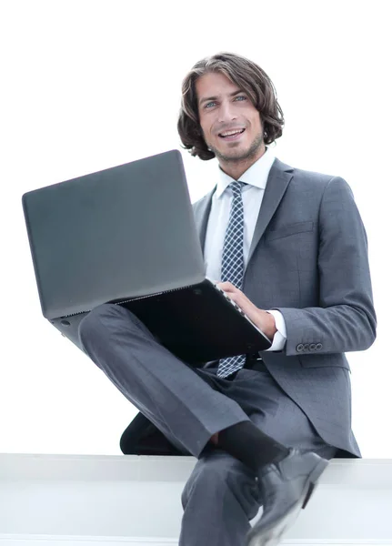 Closeup.successful empresário trabalhando em um laptop — Fotografia de Stock