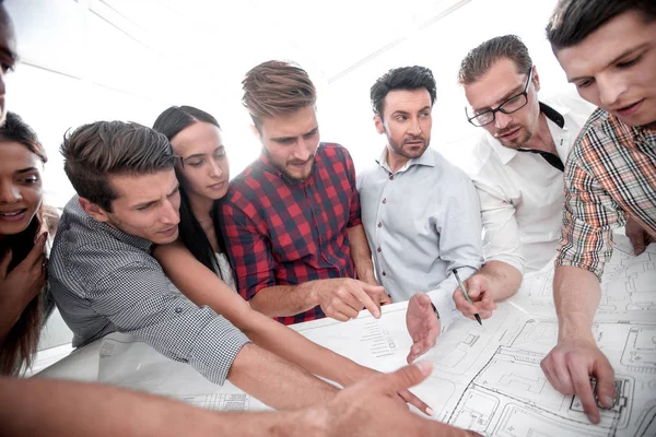 Creative group of young architects, showing you — Stock Photo, Image