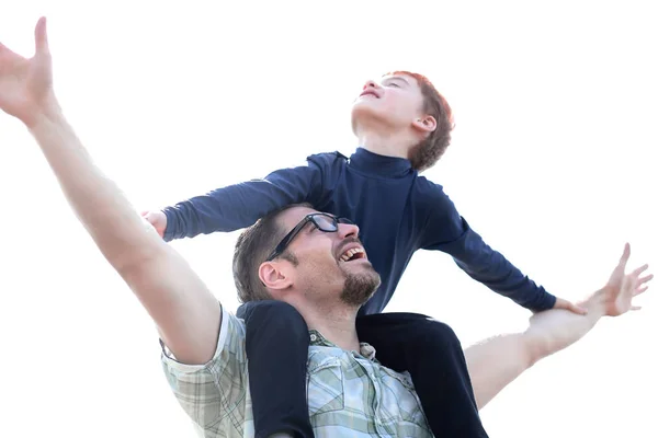 Porträtt av lycklig far och son — Stockfoto