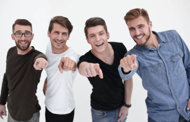 mutlu genç grup insan sana işaret.