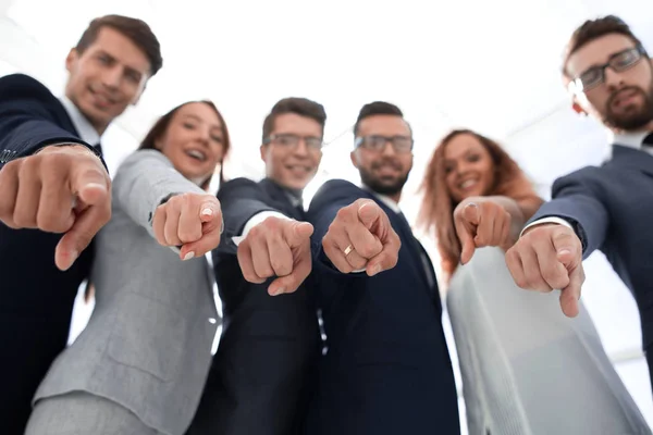 Close up.successful business team pointing at you. — Stock Photo, Image