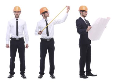 Turuncu kasklı, kalifiye bir mimar.