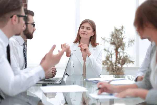 Business woman on a business meeting with the business team — Stock Photo, Image
