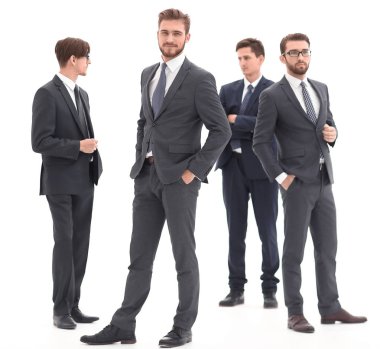 Grup üzerinde beyaz izole modern iş adamları