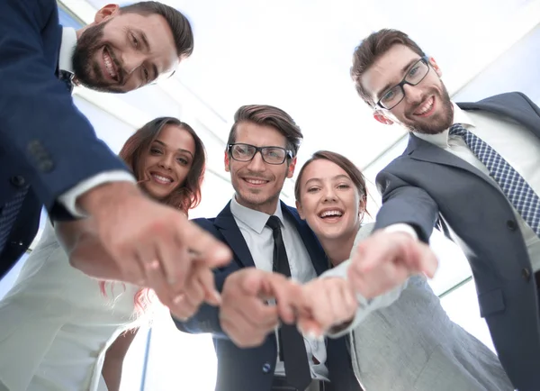 Close up.business team pointing at you — Stock Photo, Image