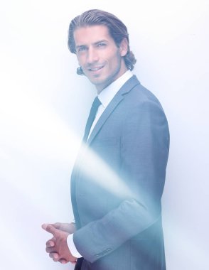 Yakın plan. Kendine güvenen bir iş adamının portresi.