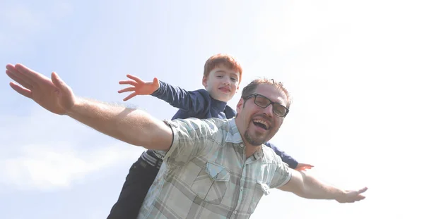Funny father and son spend time together — Stock Photo, Image