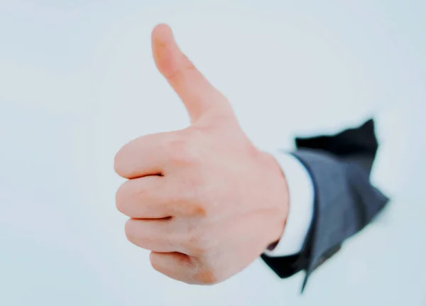 Close up.businessman showing thumb up — Stock Photo, Image