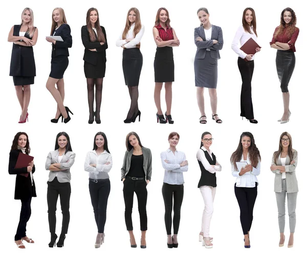 En pleine croissance.collage d'un groupe de jeunes femmes d'affaires prospères. — Photo