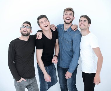 Grup bakarken mutlu genç