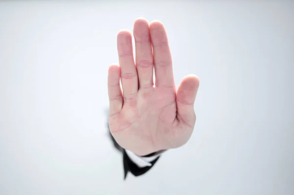 Close up. businessman showing stop gesture — Stock Photo, Image