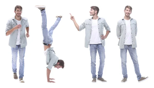 Collage médico y joven aislado en blanco — Foto de Stock