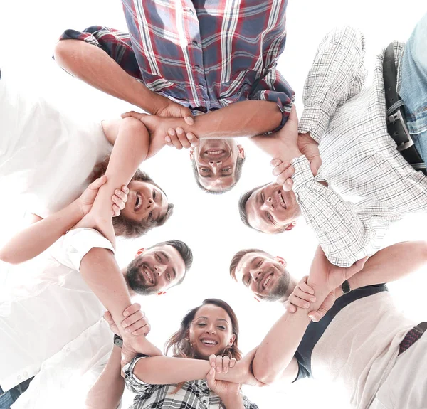 Ansicht Von Unten Erfolgreiches Business Team Das Sich Gegenseitig Die — Stockfoto