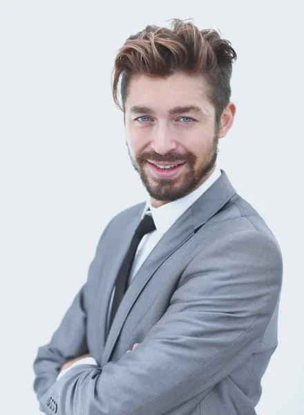 Portrait d'un bel homme souriant, isolé sur blanc — Photo