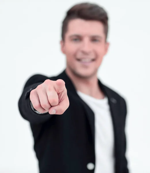 Fecha. homem de negócios de sucesso apontando para você — Fotografia de Stock