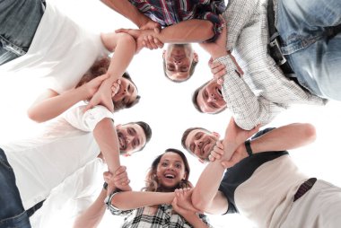 Mutlu grup işbirliği ellerinde istifleme ofis